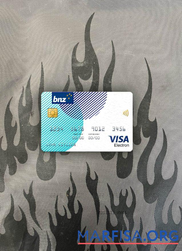Printable New Zealand BNZ Greymouth Bank visa electron card photolook front example